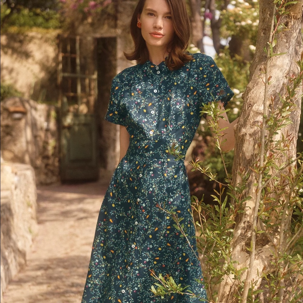 Hill House Lily Dress in Midnight Garden; linen; size XS